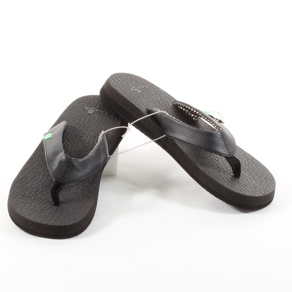 Sanuk Yoga Mat Flipflop Womens Thong Sandals Black - Picture 4 of 8